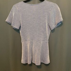 Blue and White Striped Peplum Top